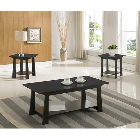 D2D TECHNOLOGIES 16 x 42 x 20 in. Wood Occasional Table Set, Black - 3 piece D23005238